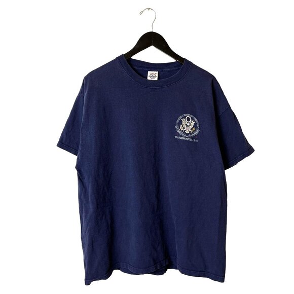 Vintage 90s Washington DC T Shirt Adult Blue XL Extra Large Graphic Tee Solid - Picture 1 of 14